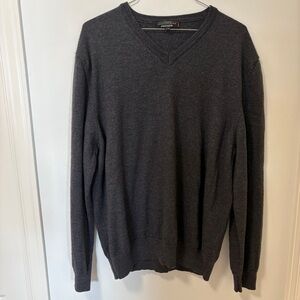 SIMONS 100% Wool V-Neck Sweater Dark Grey Size XXL Made in Italy